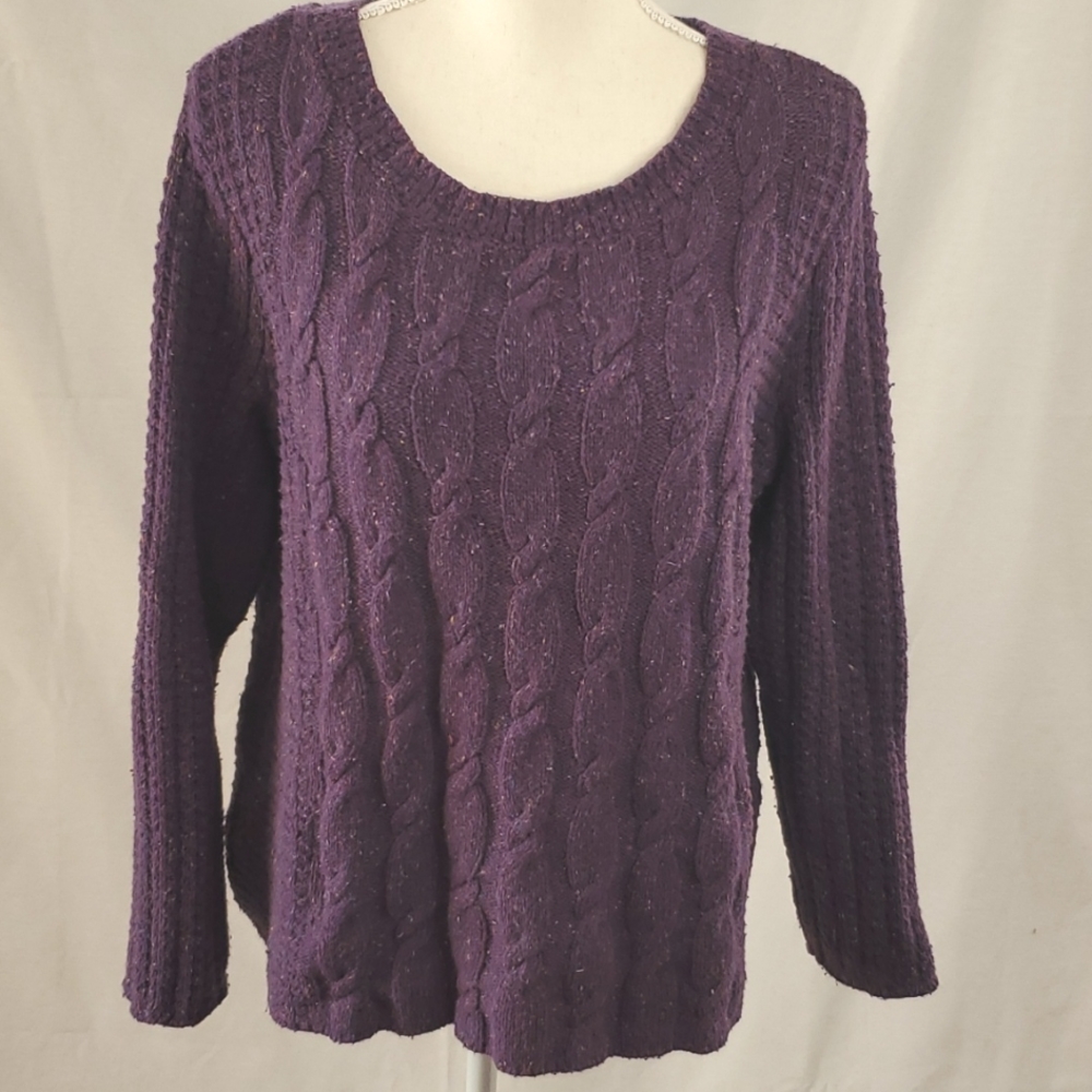 CJ Banks Purple Cable Knit Sweater